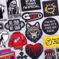 Wolf Strong Animal embroidered Patches For Hat Clothes Decoration Iron On Patches On Jeans Personal Badges Sticker Heart Blood