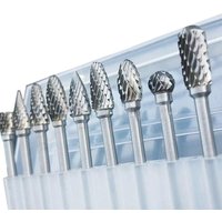 10pcs 3mm Shank Carbide Burr Set Double Cut Die Grinder Bits Multi-Shape for Dremel Rotary Metal Wood Carving Grinding