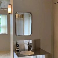 Stainless Steel Bathroom Mirror, High Aesthetic Desktop Makeup Wall Mounted Square Bedroom Vanity Mirror