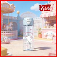 X&W 500ml Sanrio Series Pop-up Straw Cup Tritan Transparent Cartoon Pattern Plastic Cup WaterBottle Portable for Students Use