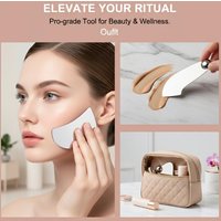 Stainless Steel Guasha Scraper With Pu Leather Bag Metal Spatula Facial Massager Beauty Facial Skin Care Tools Guasha Board