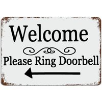 Welcome Sign Please Ring Doorbell Arrow Signs with Quotes Metal Sign Motivational Wall Art Rustic Wall Decorations for Livi sign