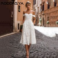 RODDRSYA White Off Shoulder Midi Wedding Dress A-line Appliqués Occasions Gowns Sweetheart Backless vestidos de novia Customized