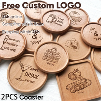 Coaster Gift 2PCS Free Personalized Engraved Wooden Coasters with Groove Custom Made for Wedding Gift Couple Anniversary Gifts