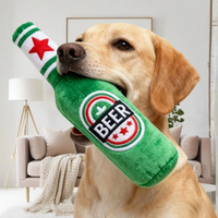 3PCS/Set Beer Bottle Dog Squeaky Plush Toy Bite Resistant Teeth Cleaning Interactive Pet Chew Toys For Puppies Dogs