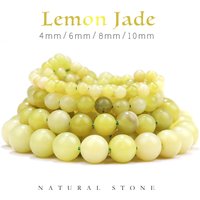 DIY Beads Natural Lemon Jade Loose Beads For Jewelry Making DIY Bracelet Necklace Earrings 4/6/8/10MM Wholesale Jewelry