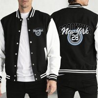 Brookiyn New York City Print Men Clothes Cute Warm Loose Streetwear Funny Pocket Jackets Autumn Vintage Fleece Mans Sportswears