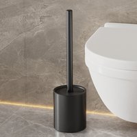 Toilet Brush and Holder Set Black with a long handle and heavy-duty base for Durable Bathroom Cleaning Tool