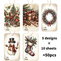 50pcs Christmas Gift Tags,Hanging Labels With Hemp Rope,Xmas Presents Wrapping Decor For Friends Family,Party Favors,Diy Crafts