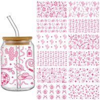 Cute pink boots 16OZ UV DTF Cup Wraps Transfer Sticker For Glass Libbey Can Bottle Selfadhesive Washable DIY Custom