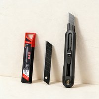 SK2 Black Blade Utility Knife ABS Engineering Plastic + SK2 0.6mm Rustproof Blades Sharp Durable Cutting Tool for Paper Carpet D
