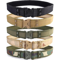 Men's Camouflage Canvas Tactical Belt Outdoor Camping Safety Hunting Gear Adjustable Webbing Buckle Style