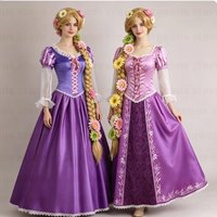 Anime Rapunzel Cosplay Costume Princess 2Styles Purple Outfit Carnival Long Lace Bodice Dress Halloween Carnival Party Clothes