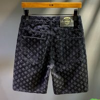 2025 Summer New Trendy Scratched Denim Shorts for Men, Loose Straight, Fashionable Street Casual Black Pentagram Pants