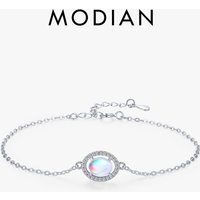 MODIAN Genuine 925 Sterling Silver Luxury Elegant Oval Natural Moonstone Chain Bracelet For Women Romantic Simple Fine Jewelry