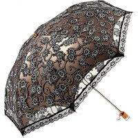 Lace Flower Woman Sun Umbrella Vintage Wedding Party Decor Sunshade UV Protection Wind Resistant Parasol 3 Fold Crystal Handle