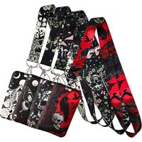 Moon Butterfly Skull Lanyard Neck Strap Keychain Card Cover Badge Holder Mobile Phone Hang Rope Keyring Anime Accessories Gifts