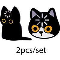 2pcs Cute Loading Black Cat Enamel Pin Cartoon Brooch For Coat Women's Brooches Animal Lapel Badges Jewelry Gift for Friends