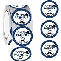 1 Roll of 500Pcs Father Day Label Stickers Dad Sticker Father's Day Gift Tags For Holiday Party Decoration Blue Beard Present