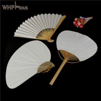 1Pcs White Folding Paper Hand Fan Girl Dance Cosplay Props Kid DIY Drawing Blank Paper Fan Wedding Party Gift