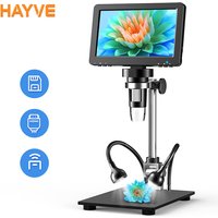 Hayve 1200X HDMI Microscope with 7 inch IPS Screen 16MP Digital Microscope with 10 LEDs Professional Soldring Microscope PC View