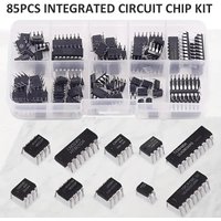 85PCS 10 Types NE555 LM324 LM393 UA741 ULN2803 LM358 LM386 NE5532 ULN2003 PC817 Integrated Circuit DIP IC Combination Chip Kit