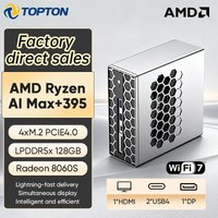 Topton 128GB LPDDR5 Gaming AI Mini PC AMD Ryzen AI Max+395 Radeon 8060S 4*M.2 NVMe NAS Firewall Computer Dual NIC 10G 2.5G WIFI7