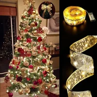 10M 5M Christmas Tree Decorations String Lights Copper Wire Ribbon Bows Lights for Party Weddings Holiday Christmas Tree Decor