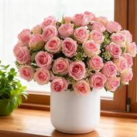 Artificial Flower Silk Rose Home Room Bonsai Party Festival Decoration Outdoor Garden Wedding Bridal Wreath Accessories DIY Gift