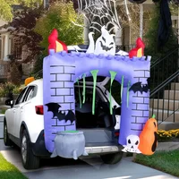 6 Fuß hohes aufblasbares Spukschloss für Halloween, Deko-Set mit Geister- und Kürbisfiguren für Halloween-Party