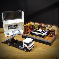 AE86 Trailer Road rescue vehicle Sports car MOC Building block model ornament Originality Puzzle assembly Toy Boy's Gift