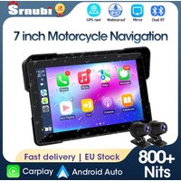 Srnubi 7-Zoll-Motorrad-GPS-Navigationsbildschirm, tragbares digitales Motorrad-Armaturenbrett, kabelloses CarPlay, Moto, Android, Auto