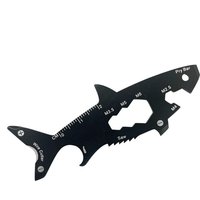 Shark Shaped Bottle Opener 15 In 1 Wallet Tool Card Stainless Outdoor Pocket Screwdriver Survival Tool Multi-function Keychain