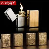 Zorro 912 912s Vintage Armored Kerosine Lighter, Waterproof Windproof Luxury Brass Constantinople Style Gift for Men