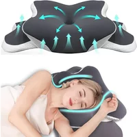 Ergonomiczna poduszka pod szyję z pianki memory w kształcie motyla, regulowana wysokość, przezroczysta osłonka, wsparcie do spania na boku/plecami/na poduszy, kształt litery C.