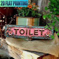 1pc 2D Flat Vintage Rectangular Toilet Sign Retro Wall Hanging Plaque Indoor Outdoor Decor for Home Cabin Porch