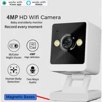 4MP 2K Mini Indoor Wifi Security Camera Magnetic Base HD Night Vision Ai Human Detection ICsee Surveillance Camera 2-Ways Audio