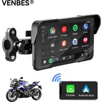 VENBES Motorcycle Carplay 5 Inch GPS Navigation Wireless Android Auto Carplay Type-C Bluetooth Waterproof Easy to Remove BT