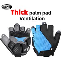 CXWXC MTB Fahrrad-Radfahrhandschuhe mit halben Fingern, 6 mm dickes Handflächenpolster, stoßfest und rutschfest, Stretch-Gewebe, GEL-Fahrrad-Kurzhandschuhe