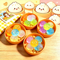 Set de 5 Juguetes Mini Dumplings con Vaporera, Juguetes Blandos Antiestrés,Juguetes Sensoriales de Cristal, Regalos para Fiestas