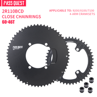PASS QUEST Road Bike Double Chainring 110 BCD Crank for R7100 R8100 R9200 Multiple Teeth Options 48-35T to 56-42T
