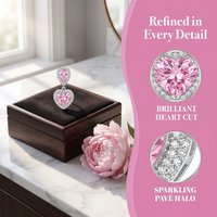 925 Sterling Silver Stylish Sweet Pink Love Zircon Tassel Earrings, Ladies Jewelry, Birthday Party Anniversary Gift