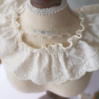 1 yard pleated cotton fabric lace embroidery lace accessories ruffle edge collar skirt clothing materials