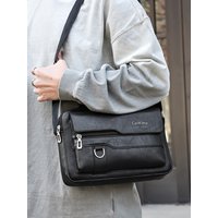 Durable Retro Men’s Crossbody Bag, Soft Faux Leather Handheld Messenger Purse Available in Black, Brown & Coffee Solid Colors