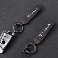 Suede Leather GTD Keyring Man Women Luxury Car Keychain For Tesla Model 3 Y S X Cybertruck Coil SpaceX Keychain Accessories