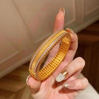 Luxury 24K 9999 Pure Gold real gold Women's Crawler Silk Hollow Brushed Buckle Square Bracelet