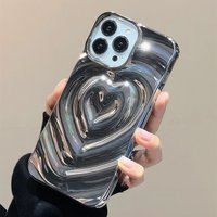 Retro Folds 3D Love Heart Case For iPhone 13 11 12 14 15 16 17 Pro Max 17 Air Luxury Soft Shockproof Cover Bumper
