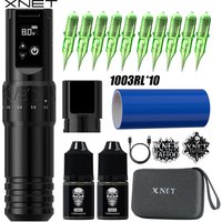 XNET T1 Wireless Tattoo Machine Full Kit 7 Strokes Custom Motor 2400mAh Battery 10pcs Needles 2 Inks Tattoo Pen Set For Tattoo