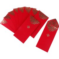 10 Pcs Chinese Red Envelopes 2023 New Year Money Packing Bag Gold Stamping Emboss Hongbao Spring Festival Red Packets Decoration