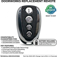 1-10 PCS Compatible with Doorworks DC800N DC1200N Garage Door Remote Control 433.92MHZ